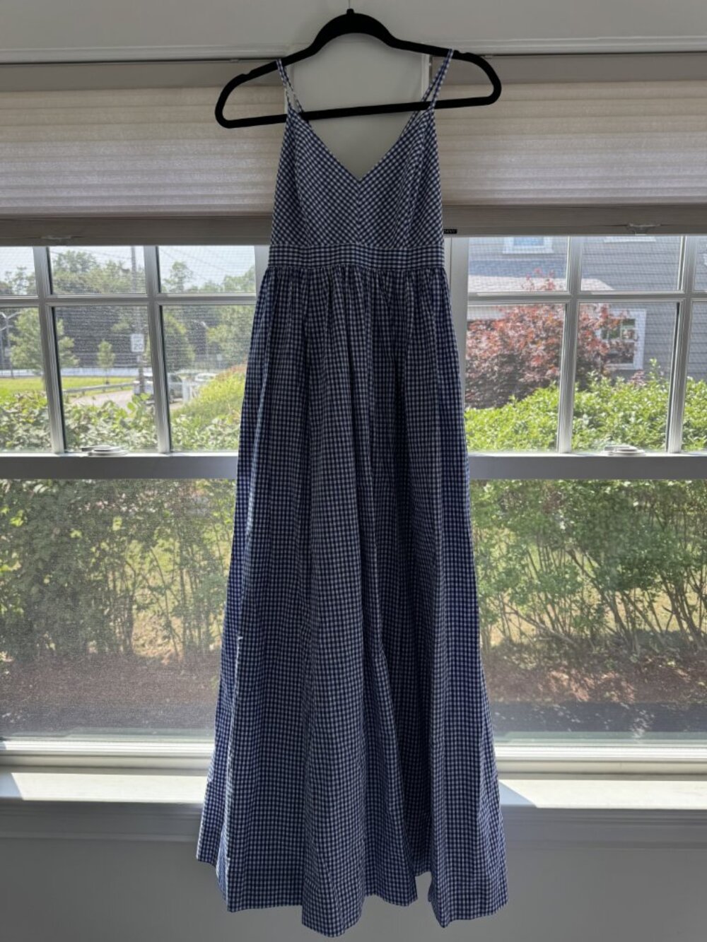 J.Crew Navy Gingham Midi Dress Tie Back Size 4